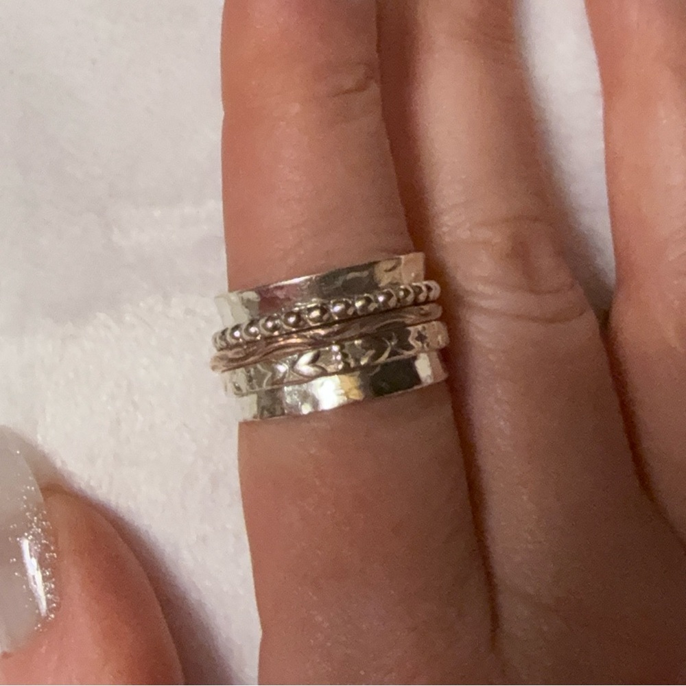 Sterling Silver Rose Gold Spinner Fidget Meditation Ring Size 9 1/2 - Picture 5 of 6